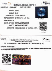 3.91/CT Natural Blue Sapphire with Govt Lab Certificate-BLUSA9T